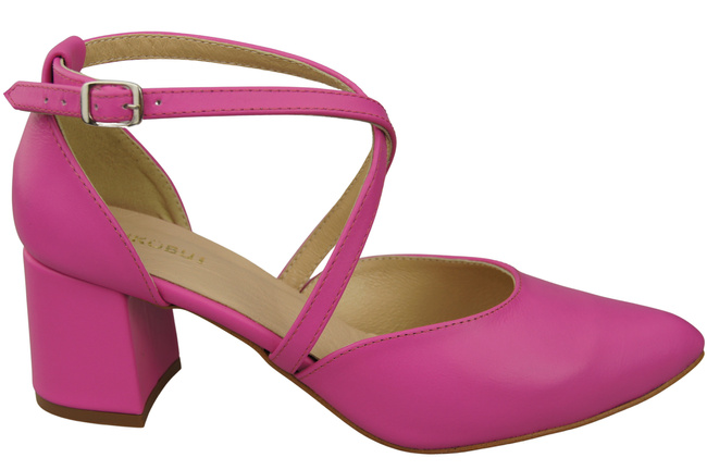 Elegant Leather Sandals with Open Sides on a Stable Heel 218 ElitaBut