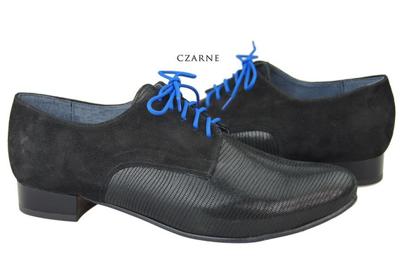 Obuwie Półbuty Damskie Sznurowane skóra naturalna Czarne 959 ElitaBut