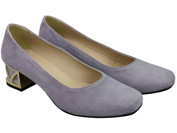 Comfortable Women's Shoes Pumps with Decorative Heel Natural Suede Leather 219 From ElitaBut