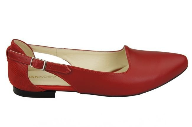 Obuwie Sandały Damskie Czerwone Skóra Naturalna 127 ElitaBut