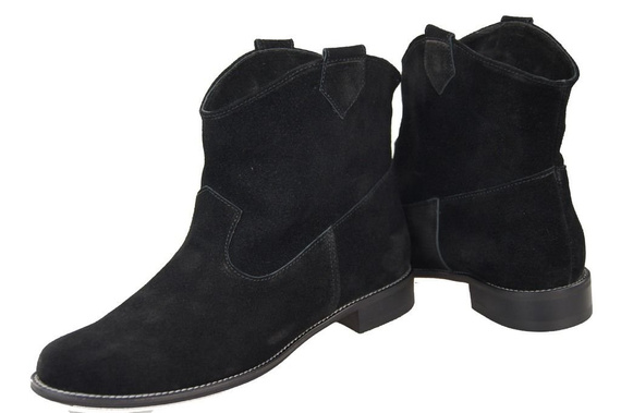 Obuwie Botki Damskie Czarne Wiosna / Jesień skóra naturalna welurowa 132 L ElitaBut