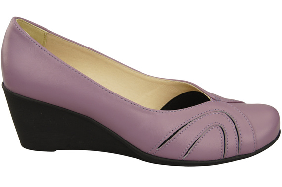 Women's Black Natural Leather Wedge Pumps 828 ElitaBut