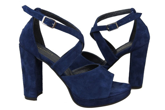 Obuwie Damskie Sandały Granat skóra naturalna Zamszowa 114 ElitaBut