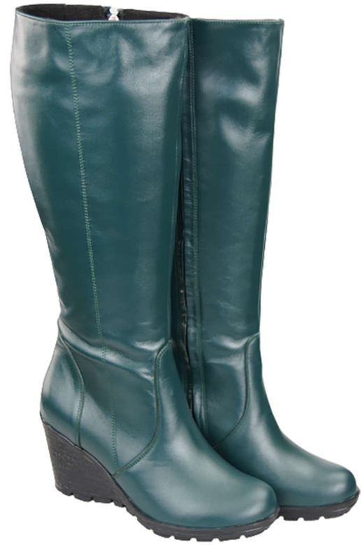 Obuwie Kozaki Damskie Koturna skóra naturalna Malachitowe 745 ElitaBut