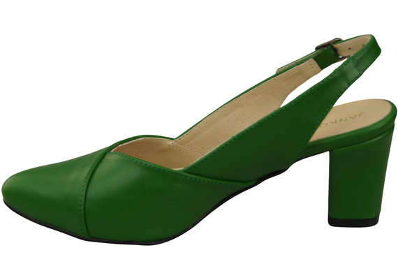 Obuwie Damskie Sandały Zielone na Słupku Skóra Naturalna 217 ElitaBut