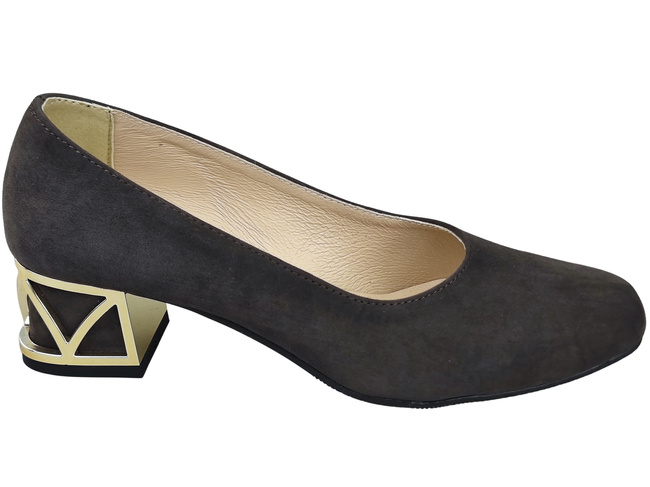 Comfortable Women's Shoes Pumps with Decorative Heel Natural Suede Leather 219 From ElitaBut