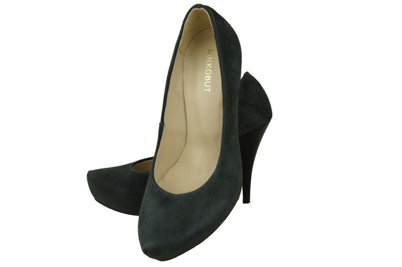 Obuwie Damskie Czółenka Grafit Skóra naturalna Zamszowa 644 ElitaBut