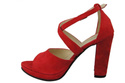 Obuwie Damskie Sandały Czerwone skóra naturalna Zamszowa 114 ElitaBut
