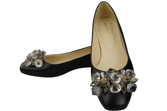 Women's Pumps with Crystals Flat Natural Leather 216 ElitaBut