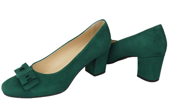 Obuwie Damskie Czółenka Malachitowe Skóra naturalna zamszowa 163 ElitaBut