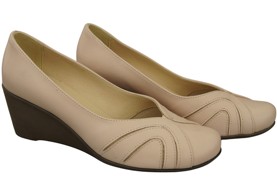 Women's Black Natural Leather Wedge Pumps 828 ElitaBut