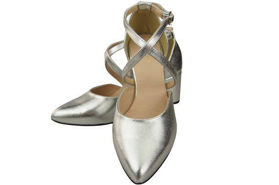 Elegant Leather Sandals with Open Sides on a Stable Heel 218 ElitaBut