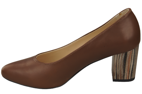 Obuwie Damskie Czółenka Brązowe Skóra naturalna z Ozdobnym Obcasem 157 ElitaBut