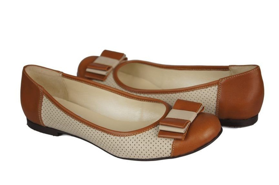 Women's Shoes Ballerinas Openwork Natural Leather 718 ElitaBut