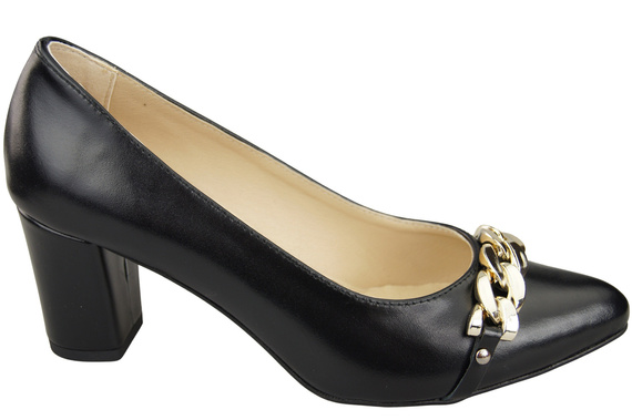 Classic Women's Pumps Shoes made of Natural Leather with a Gold Decorative Chain 200 ElitaBut
