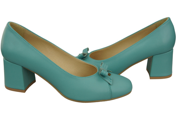 Women's Pumps with a Bow, Natural Leather and Low Heel 203 ElitaBut