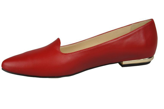 Obuwie Baleriny Damskie Lordsy Skóra Naturalna Czerwone 914 ElitaBut