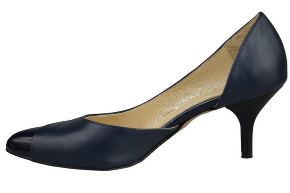 Obuwie Damskie Czółenka skóra naturalna Granatowe 898 ElitaBut