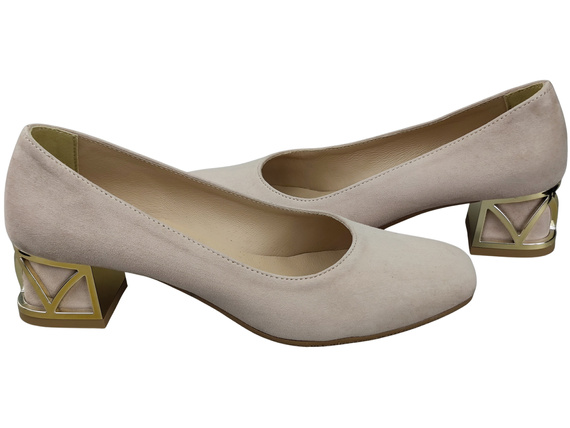 Comfortable Women's Shoes Pumps with Decorative Heel Natural Suede Leather 219 From ElitaBut