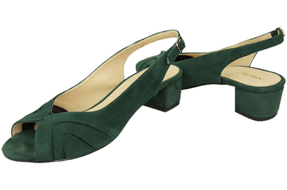 Obuwie Damskie Sandały skóra naturalna zamszowa Zielone 991 ElitaBut