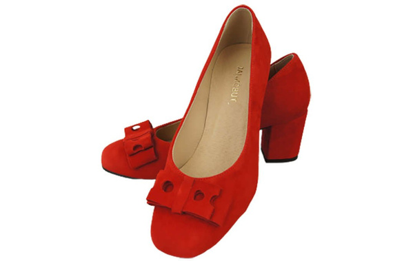 Obuwie Damskie Czółenka Czerwone Skóra naturalna zamszowa 163 ElitaBut