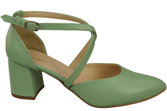 Elegant Leather Sandals with Open Sides on a Stable Heel 218 ElitaBut