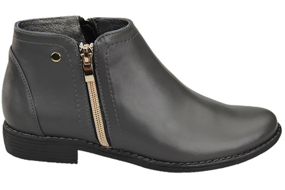 Wiosna Obuwie Damskie Botki skóra naturalna Grafitowe 872 ElitaBut