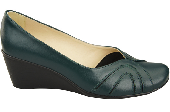 Women's Black Natural Leather Wedge Pumps 828 ElitaBut