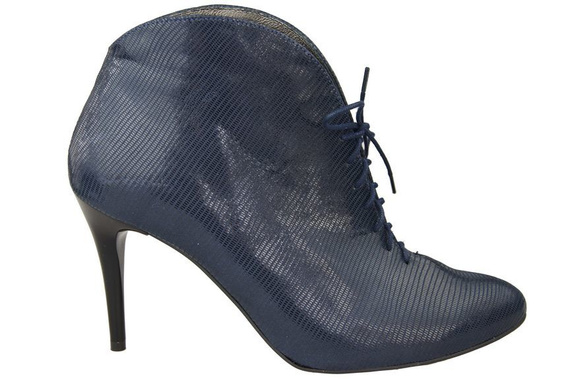 Obuwie Botki Damskie Wiosna / Jesień skóra naturalna Granatowe Wytłaczane 955 ElitaBut