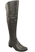Obuwie Kozaki Damskie Oficerki Grafitowe  Muszkieterki Wysokie za kolano skóra naturalna 638 ElitaBut