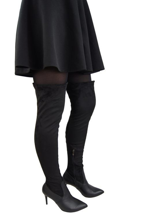 Obuwie Kozaki Damskie Szpilki za kolano rozciągliwy strecz 963 W ElitaBut