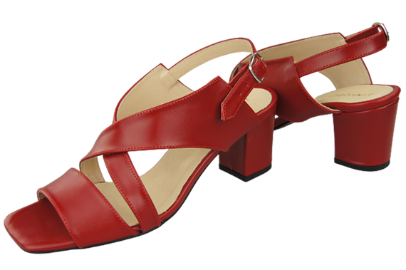 Obuwie Damskie Sandały Czerwone Skóra Naturalna 149 ElitaBut