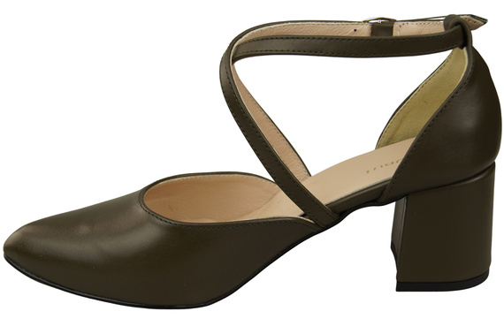 Elegant Leather Sandals with Open Sides on a Stable Heel 218 ElitaBut