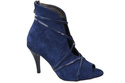 Obuwie Botki Damskie Peep Toe Skóra Naturalna Zamszowa Granatowe 107 ElitaBut