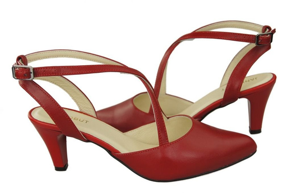 Obuwie Damskie Sandały Czerwone Skóra Naturalna 129 ElitaBut