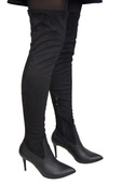 Obuwie Kozaki Damskie Szpilki za kolano rozciągliwy strecz 963 W ElitaBut