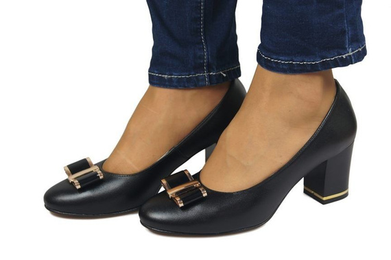 Obuwie Damskie Czółenka skóra naturalna Czarne 819 ElitaBut