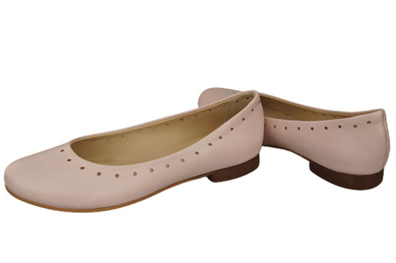 Obuwie Damskie Wygodne Baleriny Skóra Naturalna Róż Pudrowy 162 ElitaBut