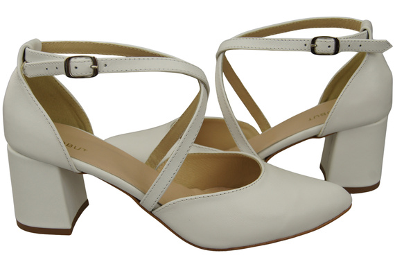 Elegant Leather Sandals with Open Sides on a Stable Heel 218 ElitaBut