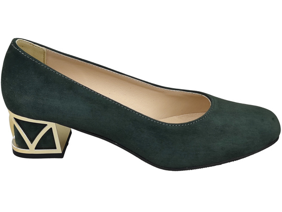 Comfortable Women's Shoes Pumps with Decorative Heel Natural Suede Leather 219 From ElitaBut