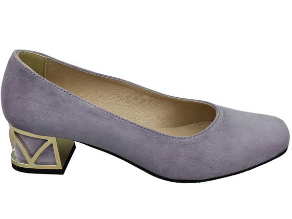 Comfortable Women's Shoes Pumps with Decorative Heel Natural Suede Leather 219 From ElitaBut