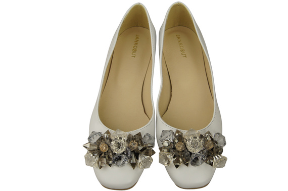 Women's Pumps with Crystals Flat Natural Leather 216 ElitaBut