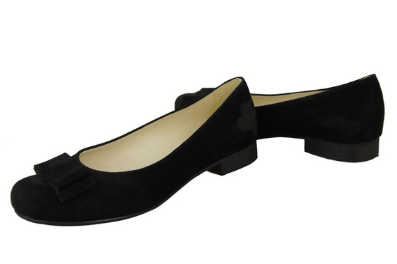 Obuwie Damskie Baleriny Czarne skóra naturalna Zamszowa 126 ElitaBut