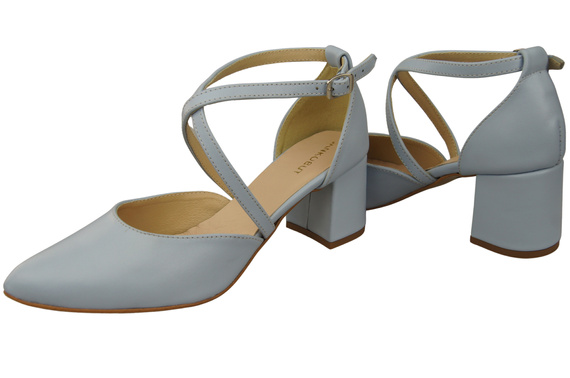 Elegant Leather Sandals with Open Sides on a Stable Heel 218 ElitaBut