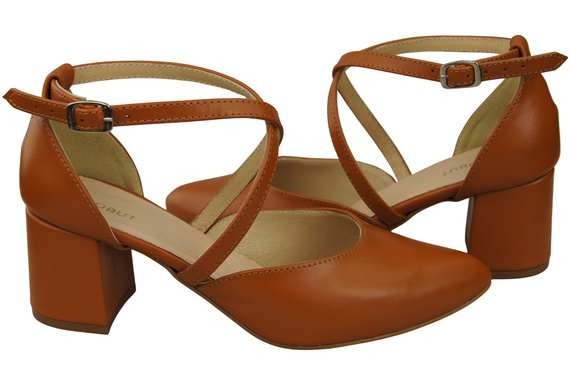 Elegant Leather Sandals with Open Sides on a Stable Heel 218 ElitaBut