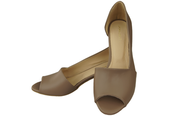 Obuwie Damskie Sandały Cappuccino Skóra Naturalna 147 ElitaBut