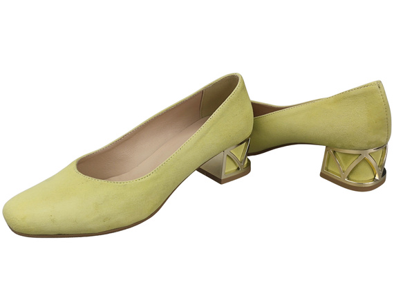 Comfortable Women's Shoes Pumps with Decorative Heel Natural Suede Leather 219 From ElitaBut