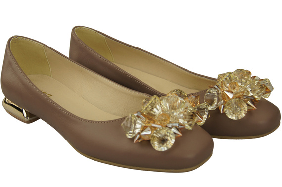 Women's Pumps with Crystals Flat Natural Leather 216 ElitaBut