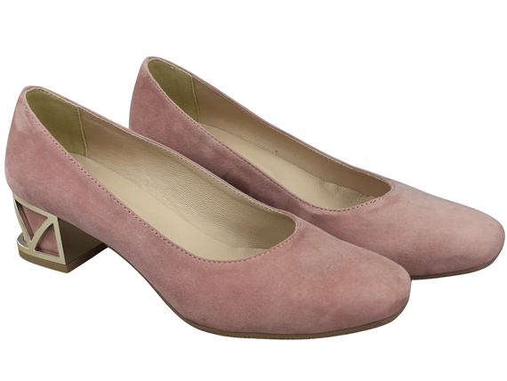 Comfortable Women's Shoes Pumps with Decorative Heel Natural Suede Leather 219 From ElitaBut
