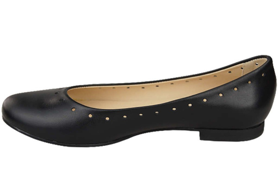 Obuwie Damskie Wygodne Baleriny Skóra Naturalna Czarne 162 ElitaBut